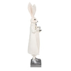 Beeld Konijn 47 cm Wit Zilverkleurig Polyresin Paasdecoratie