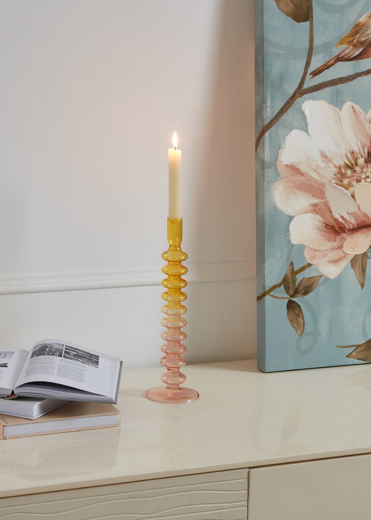 Candlestick Molume geel 9x29,5 cm