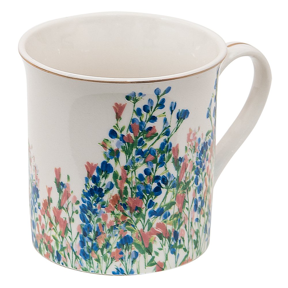 Mok 330 ml Blauw met Porselein Bloemen Theemok