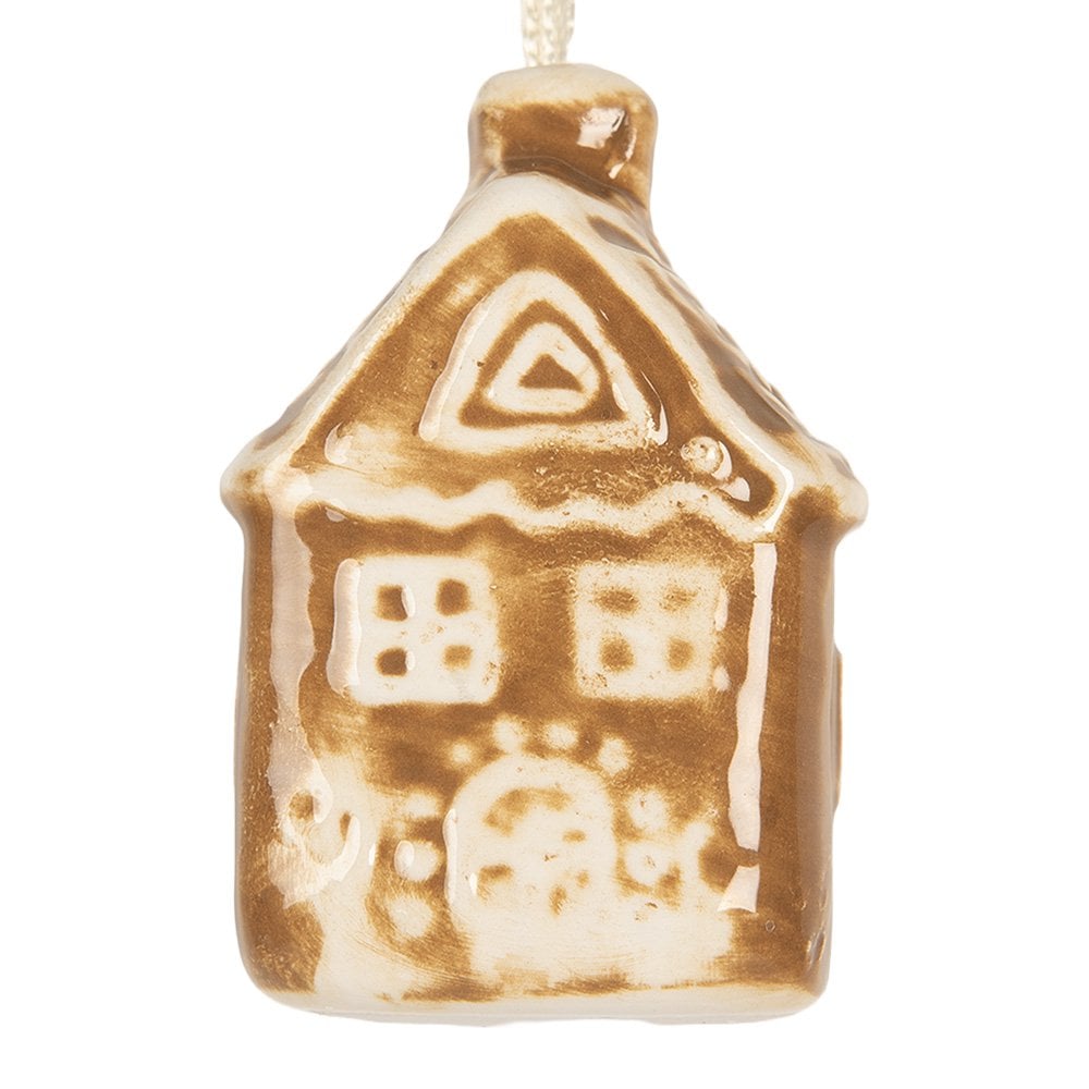 Kersthanger Huis 4x4x7 cm Bruin Keramiek