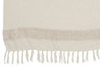 J-Line Plaid diamanten + franjes - katoen - wit/goud - 130 x 180 cm
