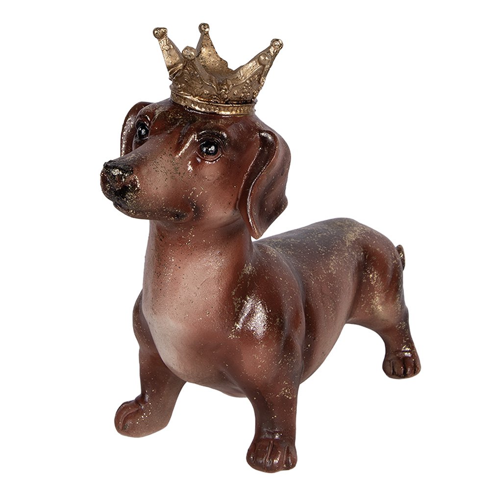 Decoratie Beeld Hond Teckel 35x14x28 cm Bruin Kunststof