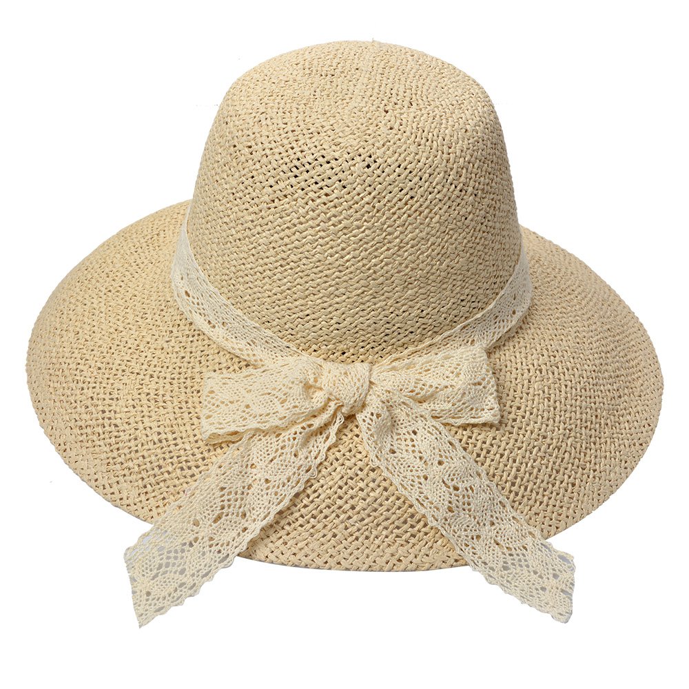 Hoed Dames Beige Papierstro Zonnehoed