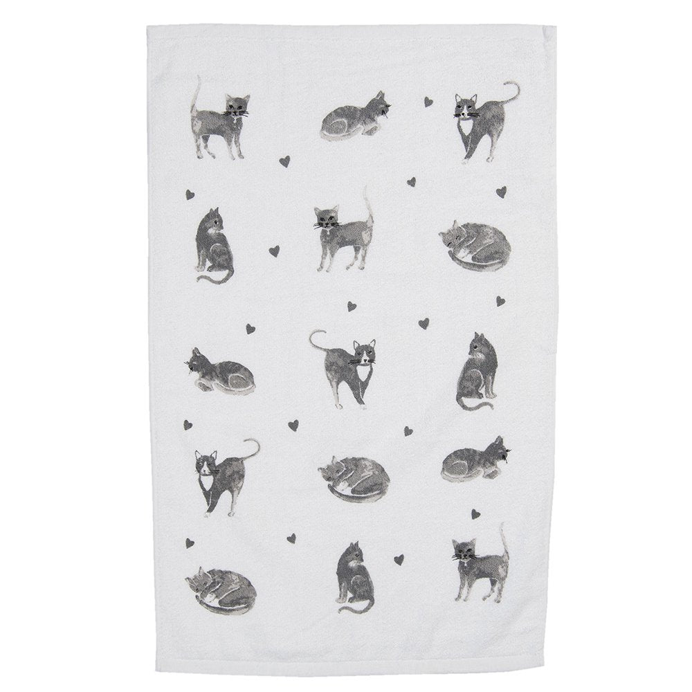 Gastendoekje 40x66 cm Grijs Wit Katoen Katten Toilet Handdoek