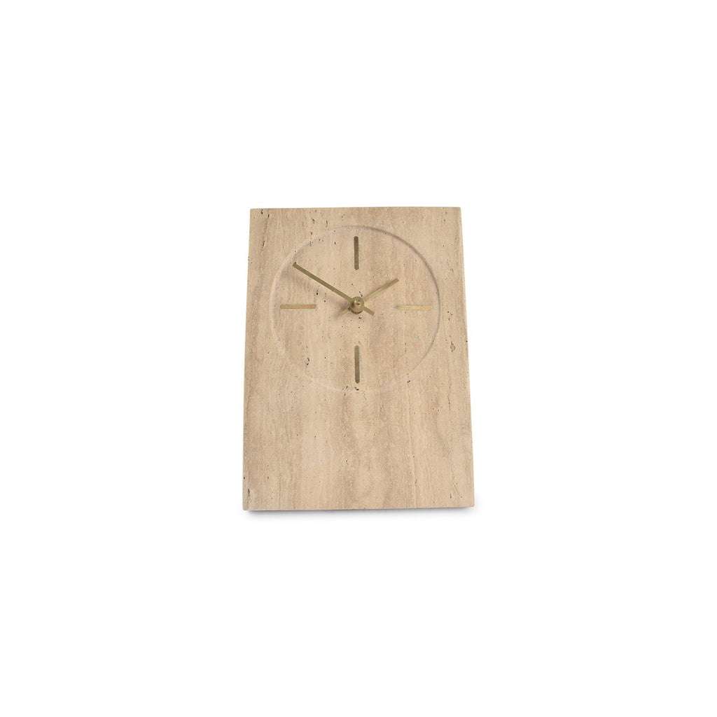 Tafelklok 16xH23,5cm travertijn beige Zone