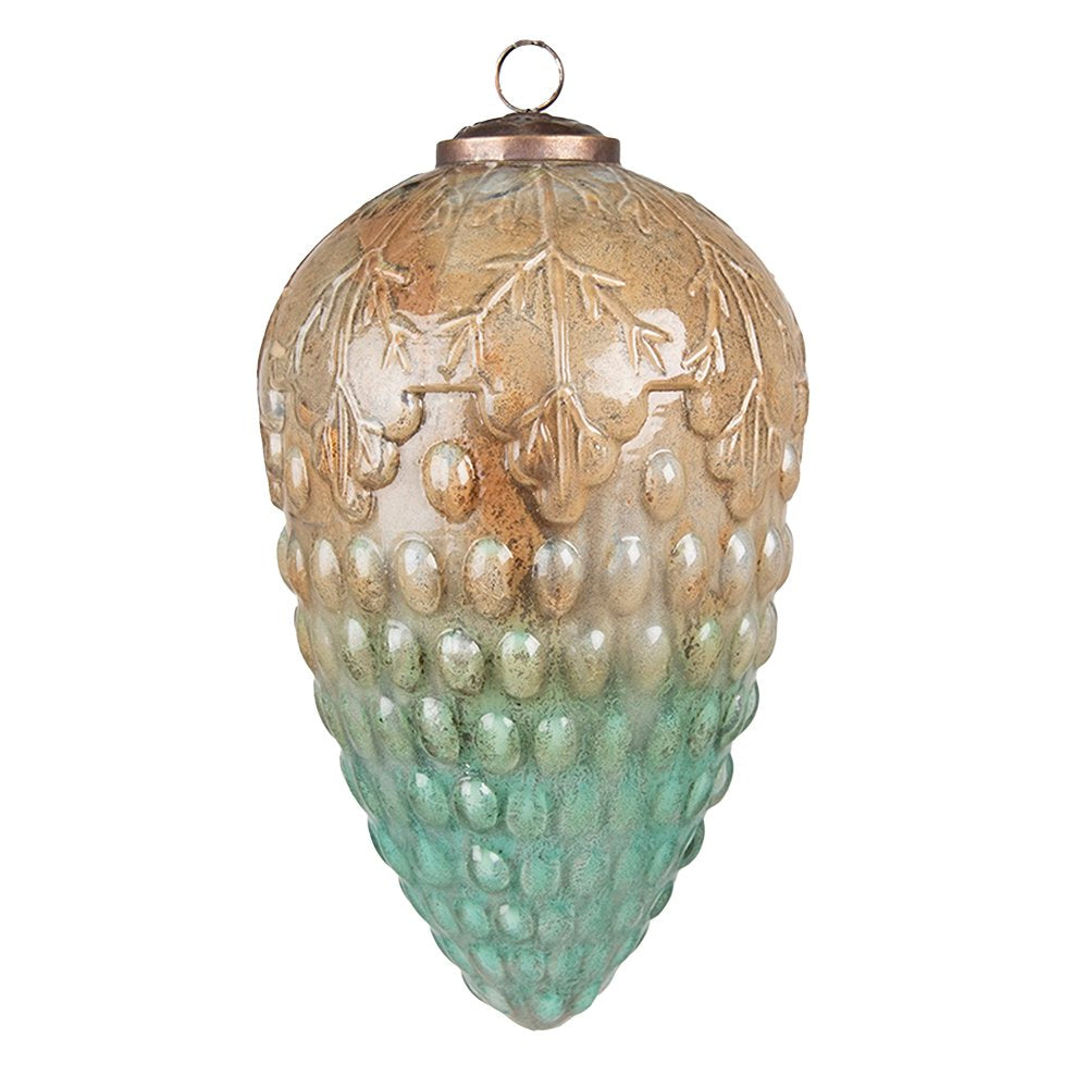 Kerstbal XL Ø 11 cm Turquoise Glas Kerstdecoratie