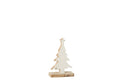 J-Line kerstboom Mango - hout - wit - klein