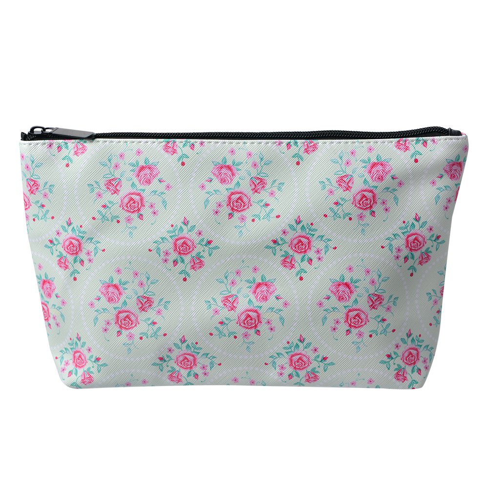 Toilettas Dames 26x6x16 cm Groen Roze Kunststof Roosjes