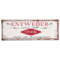 Tekstbord 36x13 cm Wit Rood IJzer Wandbord