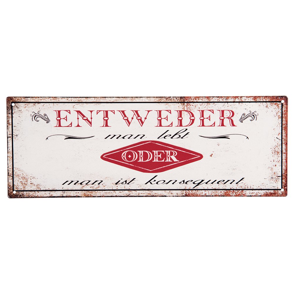 Tekstbord 36x13 cm Wit Rood IJzer Wandbord