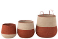 J-Line Set Van 3 Mand Zeegras Naturel/Terracotta