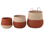 J-Line Set Van 3 Mand Zeegras Naturel/Terracotta