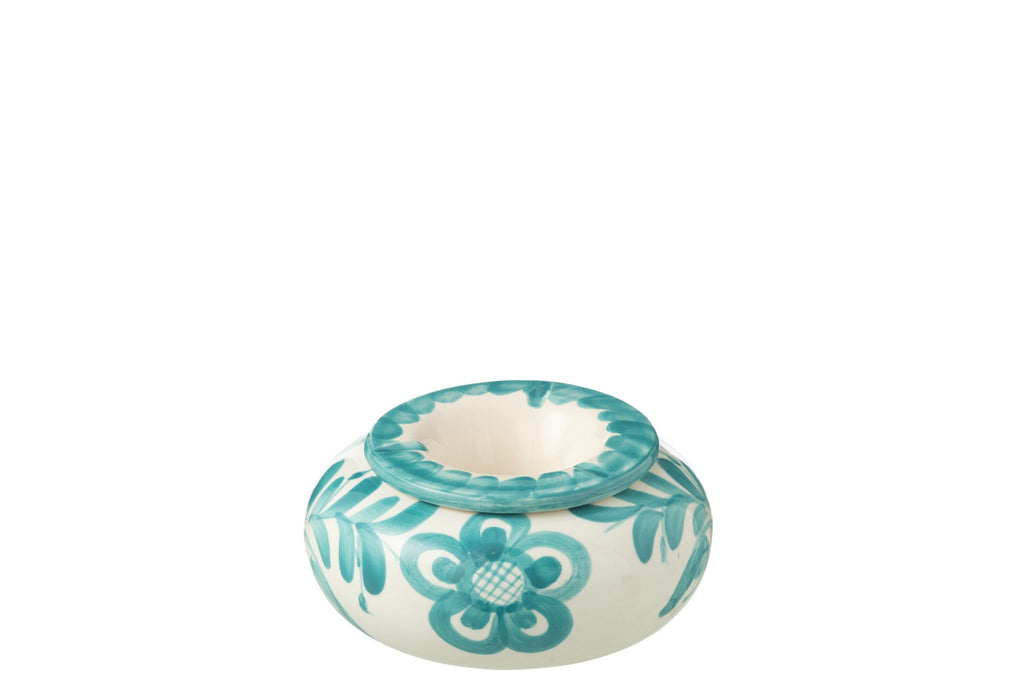 J-Line asbak Granada - keramiek - wit/aqua - large