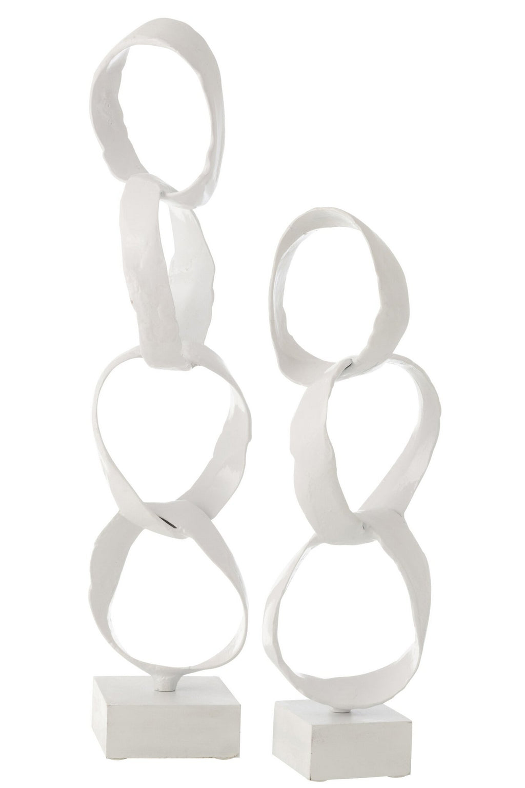 J-Line decoratie Figuur Ringen op voet - aluminium - wit - large