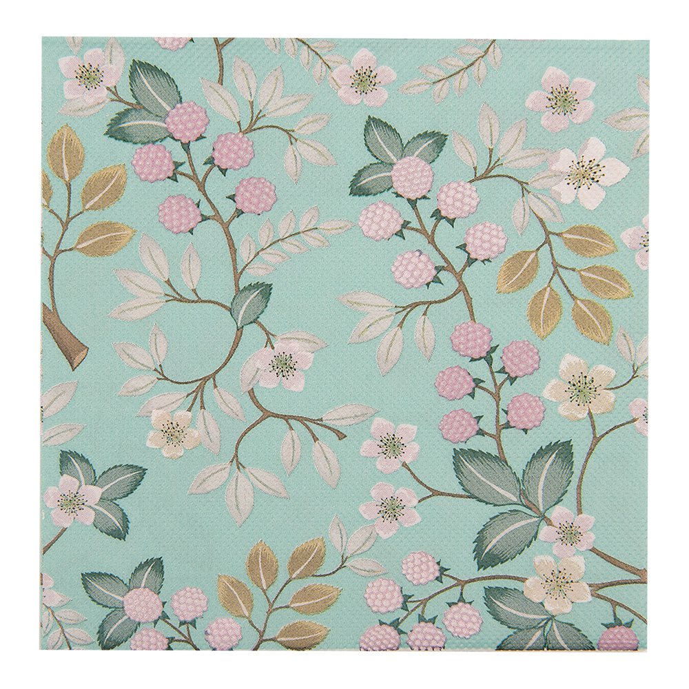 Servetten Papier Set van 20 33x33 cm Groen Papier Bloemen
