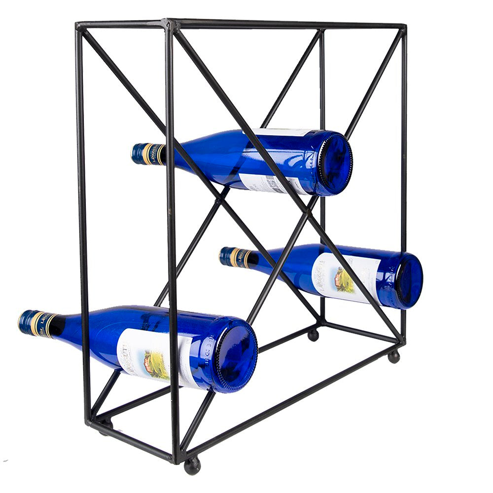 Flessenhouder 44x15x45 cm Zwart IJzer Flessenrek