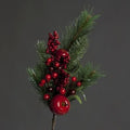 Kunst dennentak met appel en bessen 60cm groen/rood