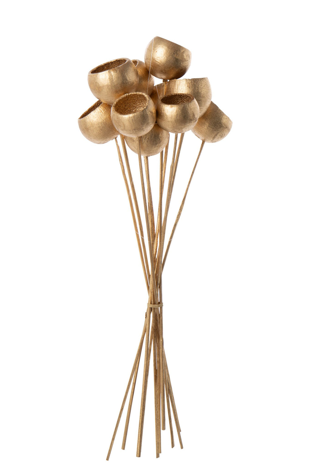 J-Line decoratie tak Droogbloem - riet - goud - L - set van 5