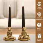 Aluminium Yoga Monkey Kaarshouder – Antiek Goud – Paar (8,5 cm H)