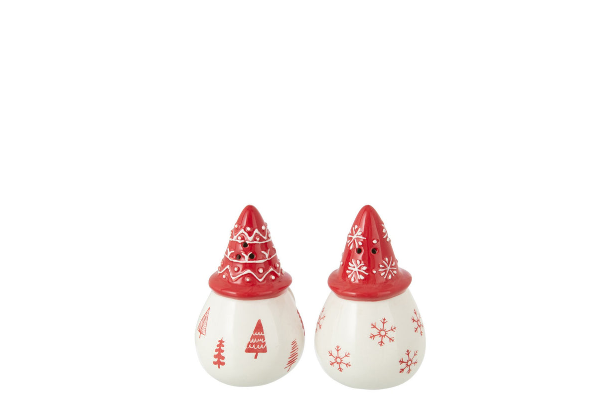 J-Line peper- & zoutstellen Kerstman - kermaiek - wit/rood