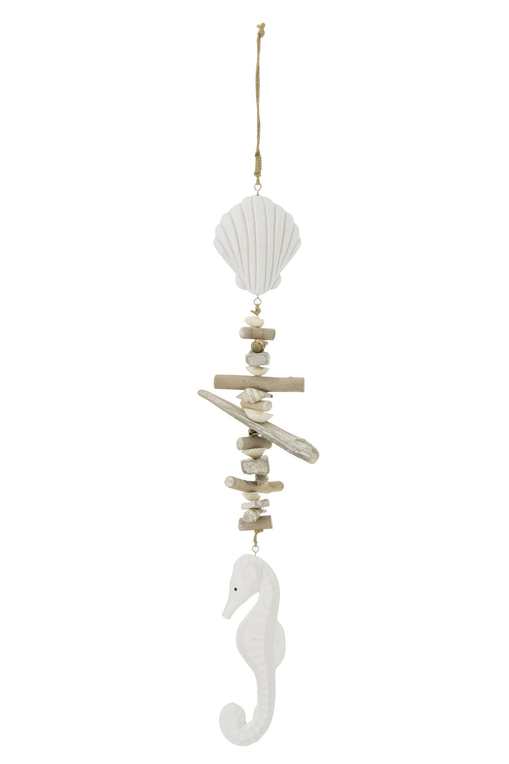 J-Line hanger Schelp + Zeepaard - hout - wit/naturel