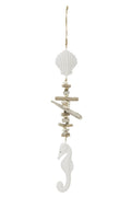 J-Line hanger Schelp + Zeepaard - hout - wit/naturel