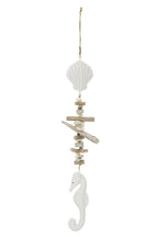 J-Line hanger Schelp + Zeepaard - hout - wit/naturel