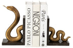 J-Line Boekensteunen slang - polyresin - goud/zwart - set van 2