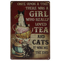 Cats & Tea Retro Wandbord 30x20
