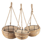 Plantenhanger Set van 3 Bruin Rotan Hangpot