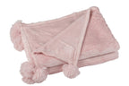 J-Line Plaid Pompon - polyester - zachtroze - 170 x 130 cm
