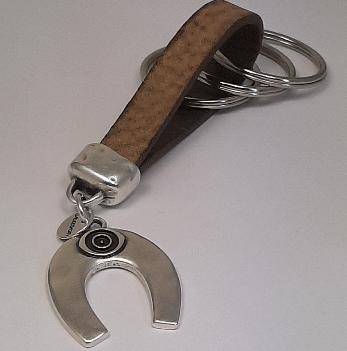 Lucky hoefijzer leren sleutelhanger