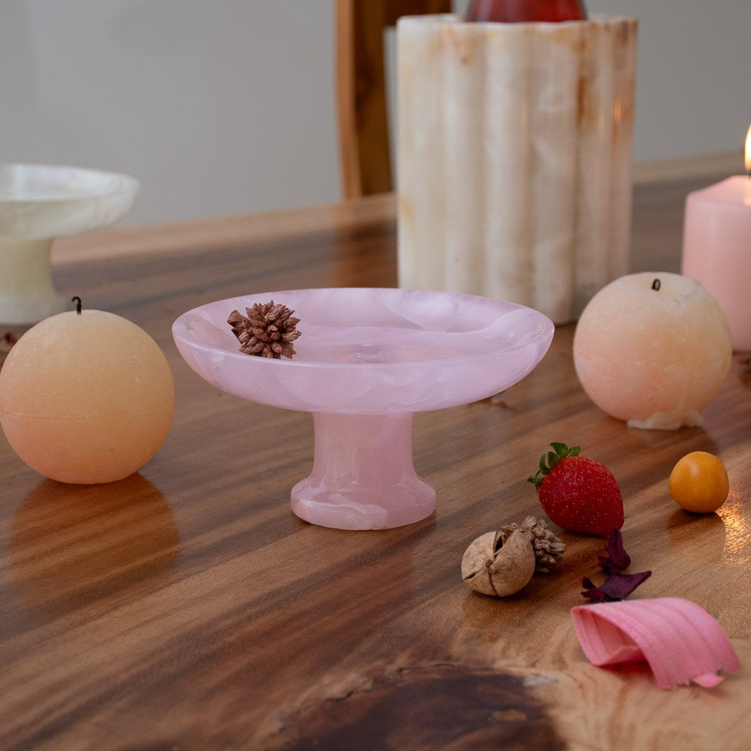 Serveerschaal Decoratief middelpunt Roze Onyx Presentatieblad