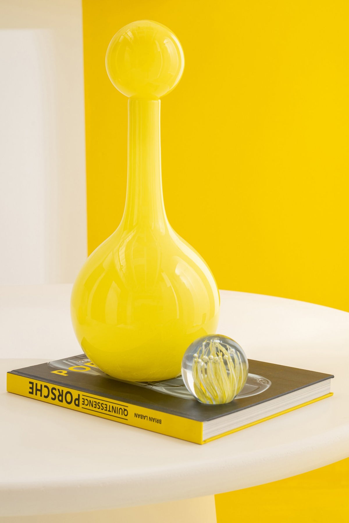 J-Line decoratie Fles Ubi - glas - geel - S