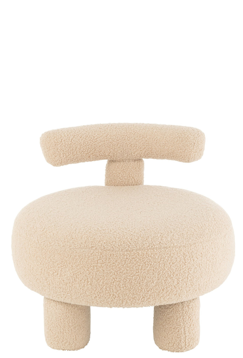 J-Line Kruk Rond Met Rugleuning Bouclé Warm Beige