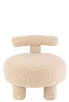 J-Line Kruk Rond Met Rugleuning Bouclé Warm Beige