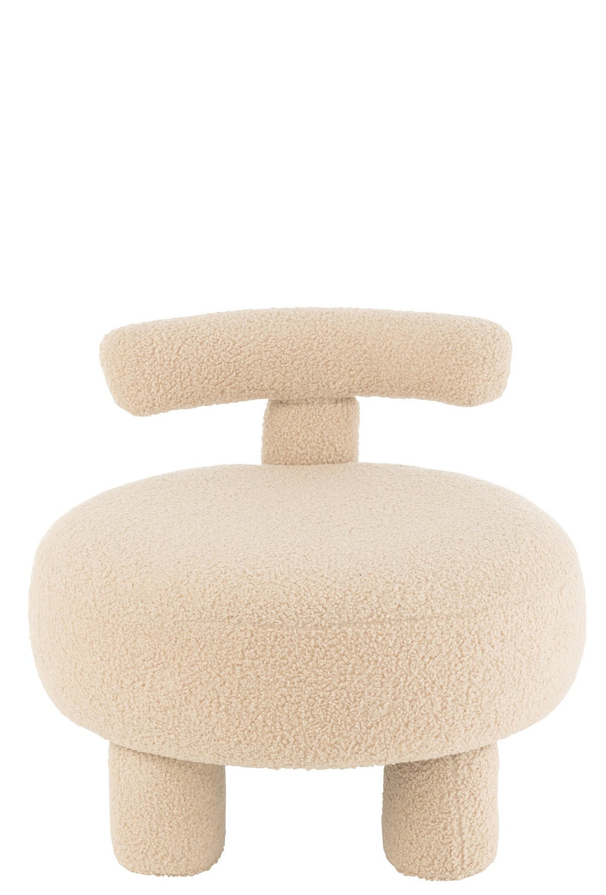 J-Line Kruk Rond Met Rugleuning Bouclé Warm Beige