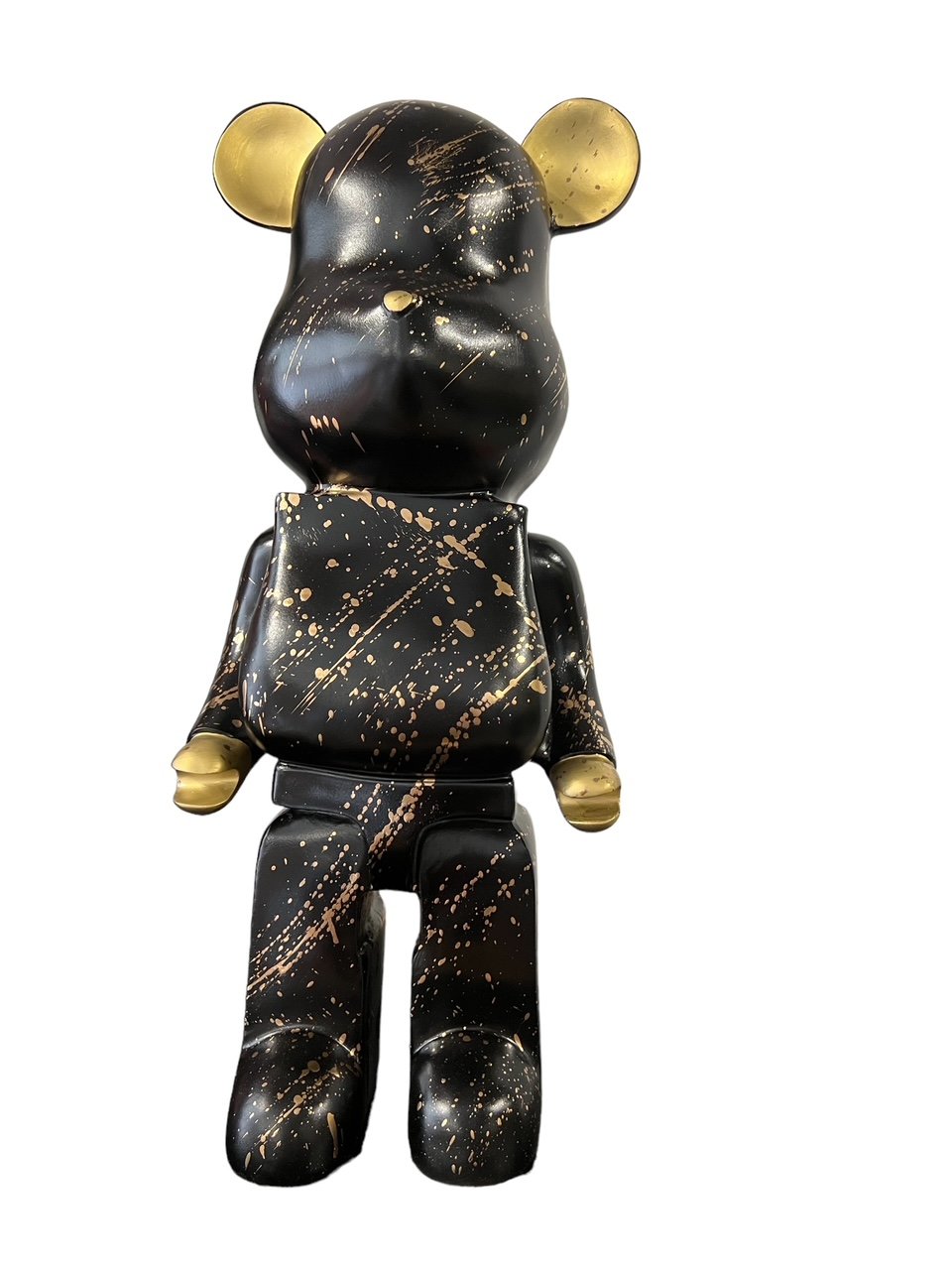 Polyresin beer 50cm zwart met gouden splash