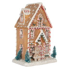 Gingerbread house met LED 17x12x25 cm Bruin Kunststof