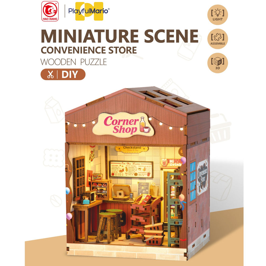 DIY Miniature Scene 3D Kruidenierswinkel met LED- verlichting- MDF