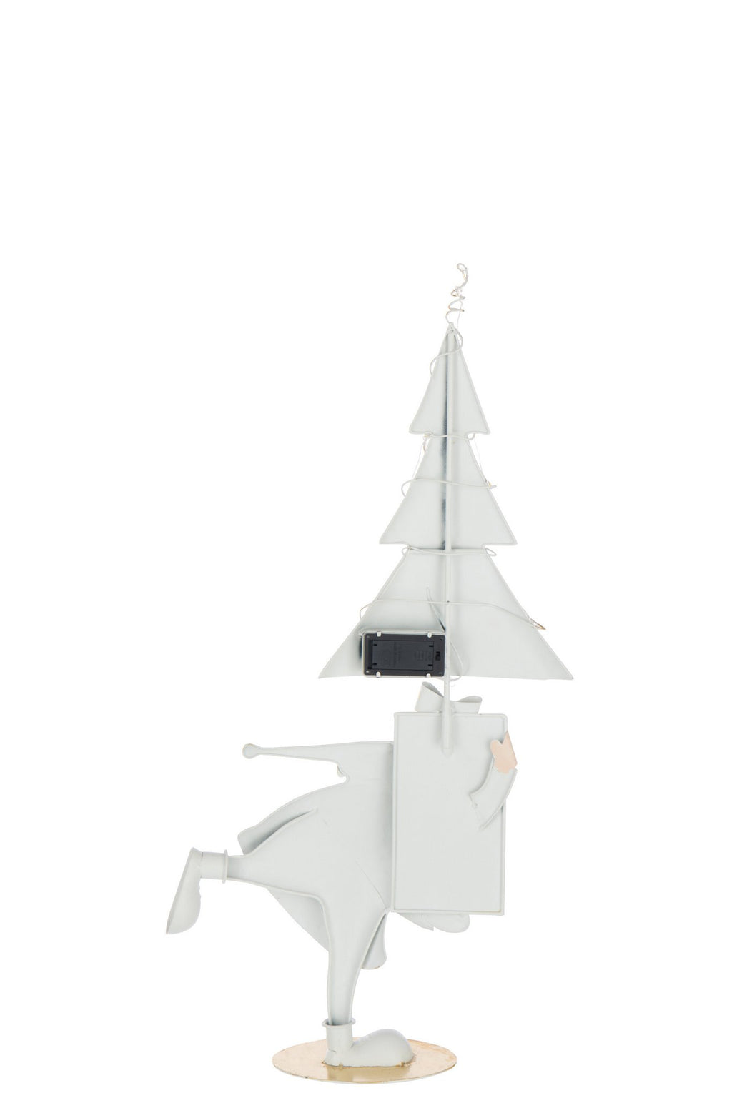 J-Line figuur Kerstman Boom - ijzer - goud/wit - S - LED lichtjes