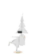 J-Line figuur Kerstman Boom - ijzer - goud/wit - S - LED lichtjes