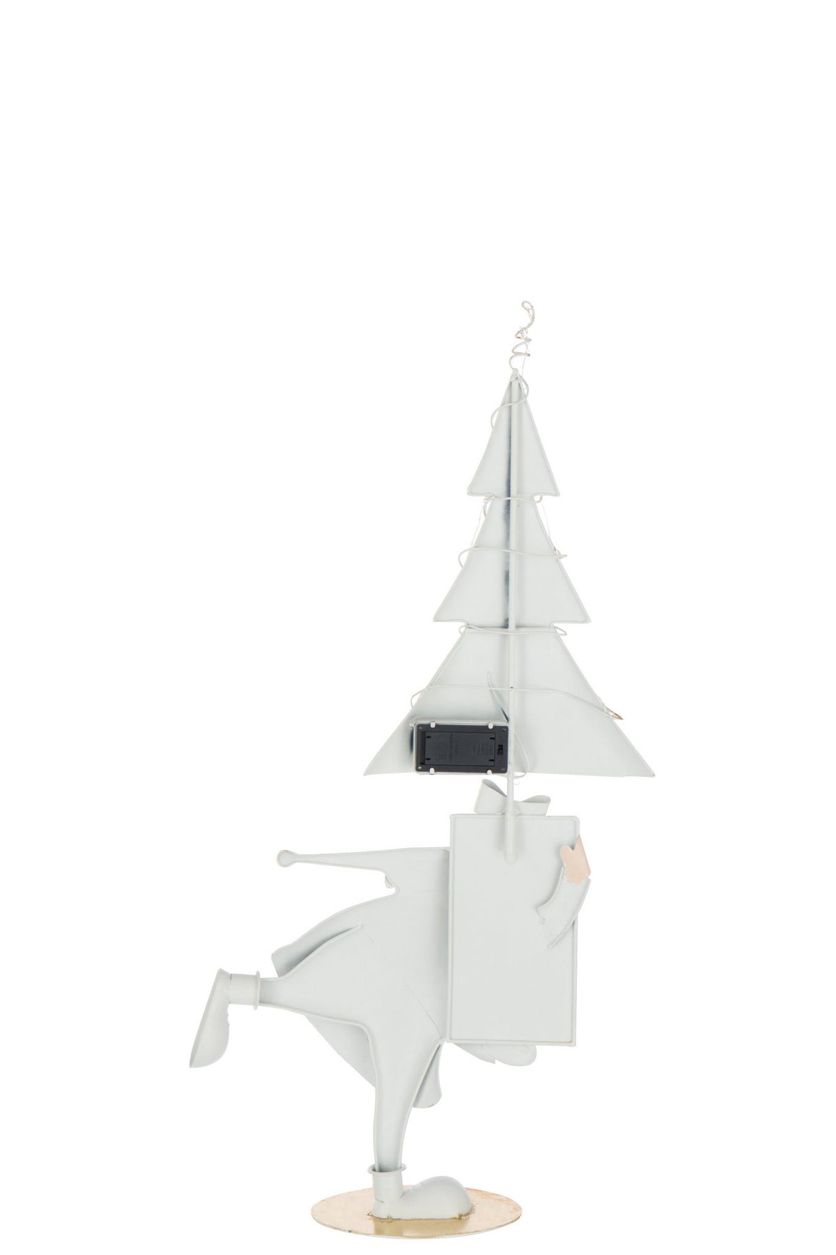 J-Line figuur Kerstman Boom - ijzer - goud/wit - S - LED lichtjes