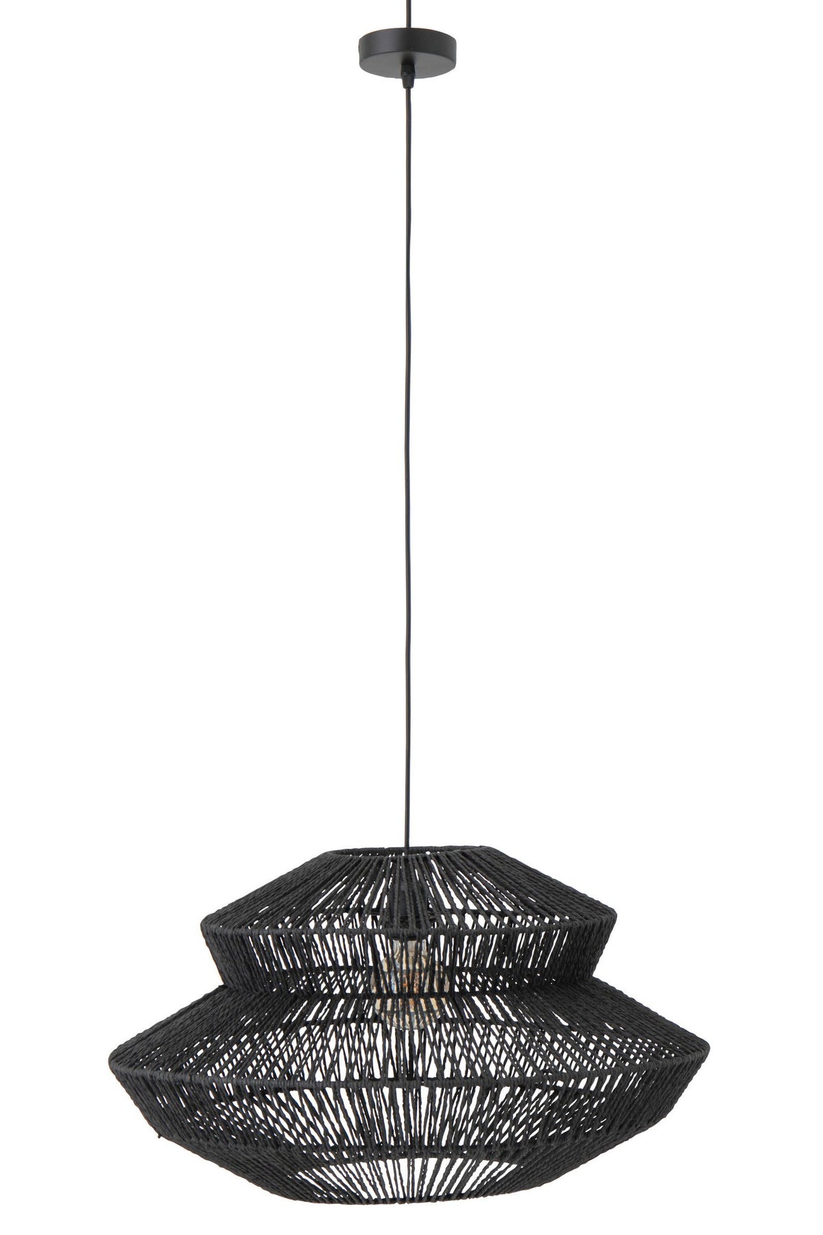 J-Line hanglamp Touw - metaal - zwart - S