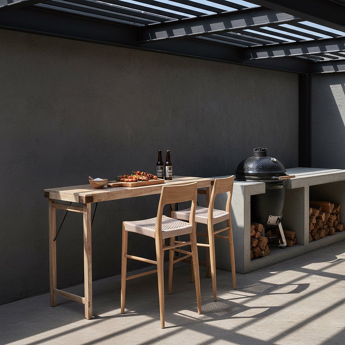Freya outdoor teakhouten barstoel - 46x46x109 cm