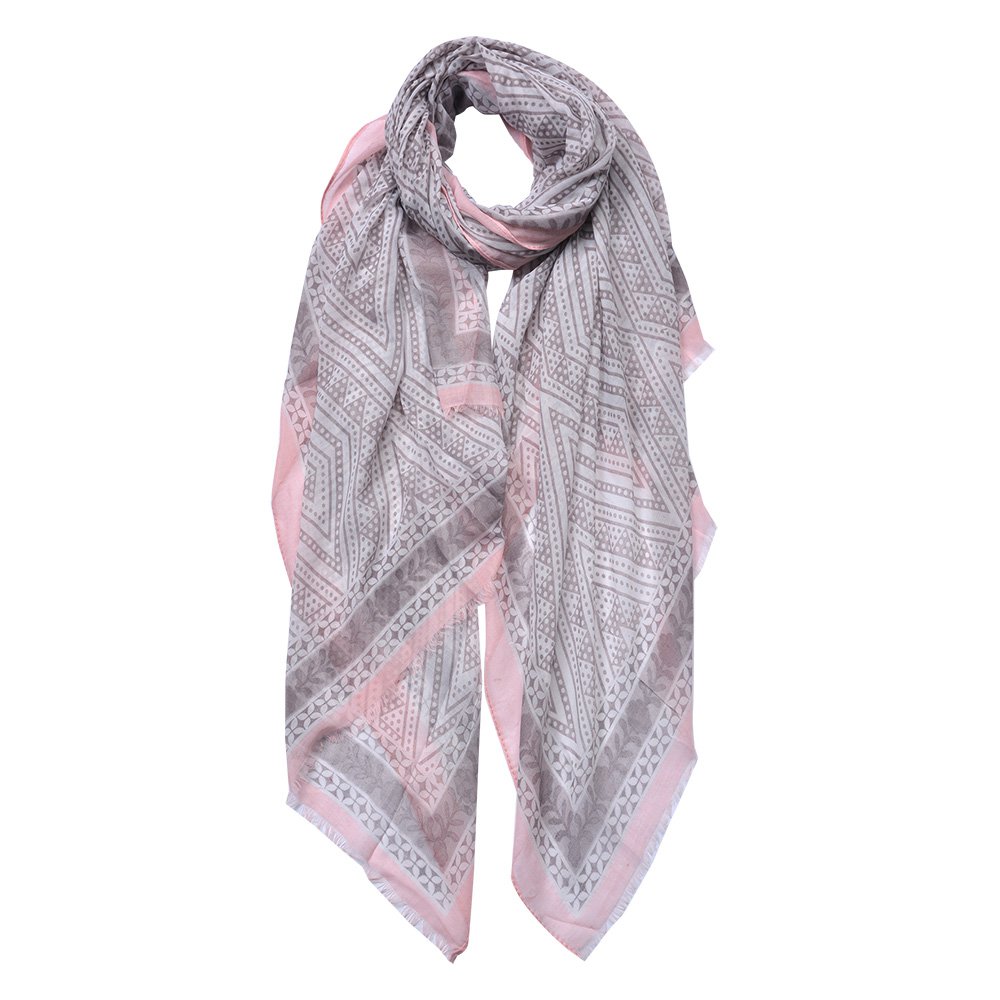 Sjaal Dames Print 90x180 cm Roze Grijs Synthetisch Shawl Dames