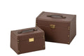 J-Line Dozen met leerlook - MDF - bruin - set van 2