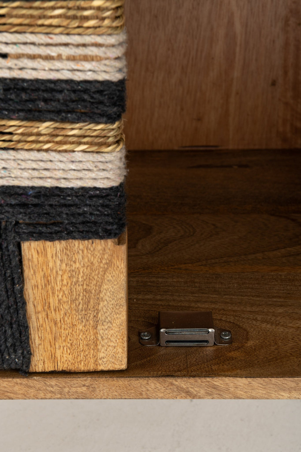 J-Line kast Geweven Draadontwerp - hout - naturel/zwart