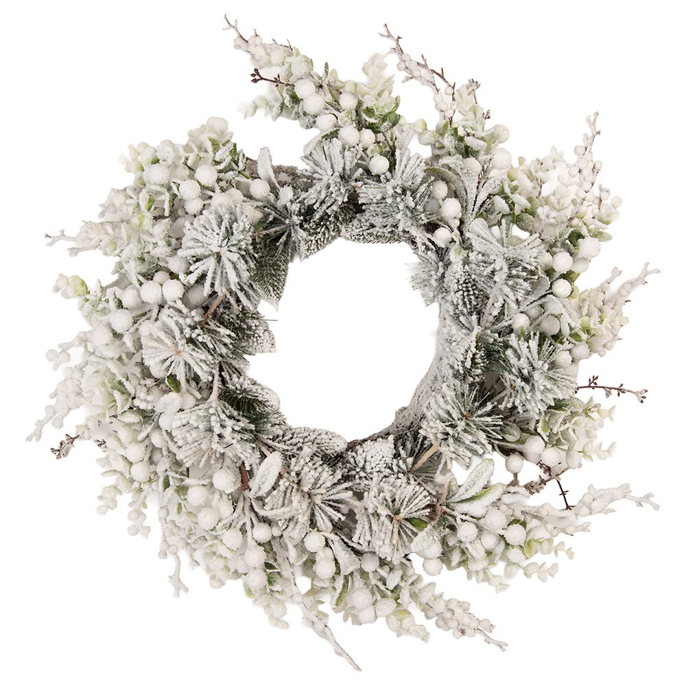 Kerstkrans Ø 50 cm Groen Wit Kunststof