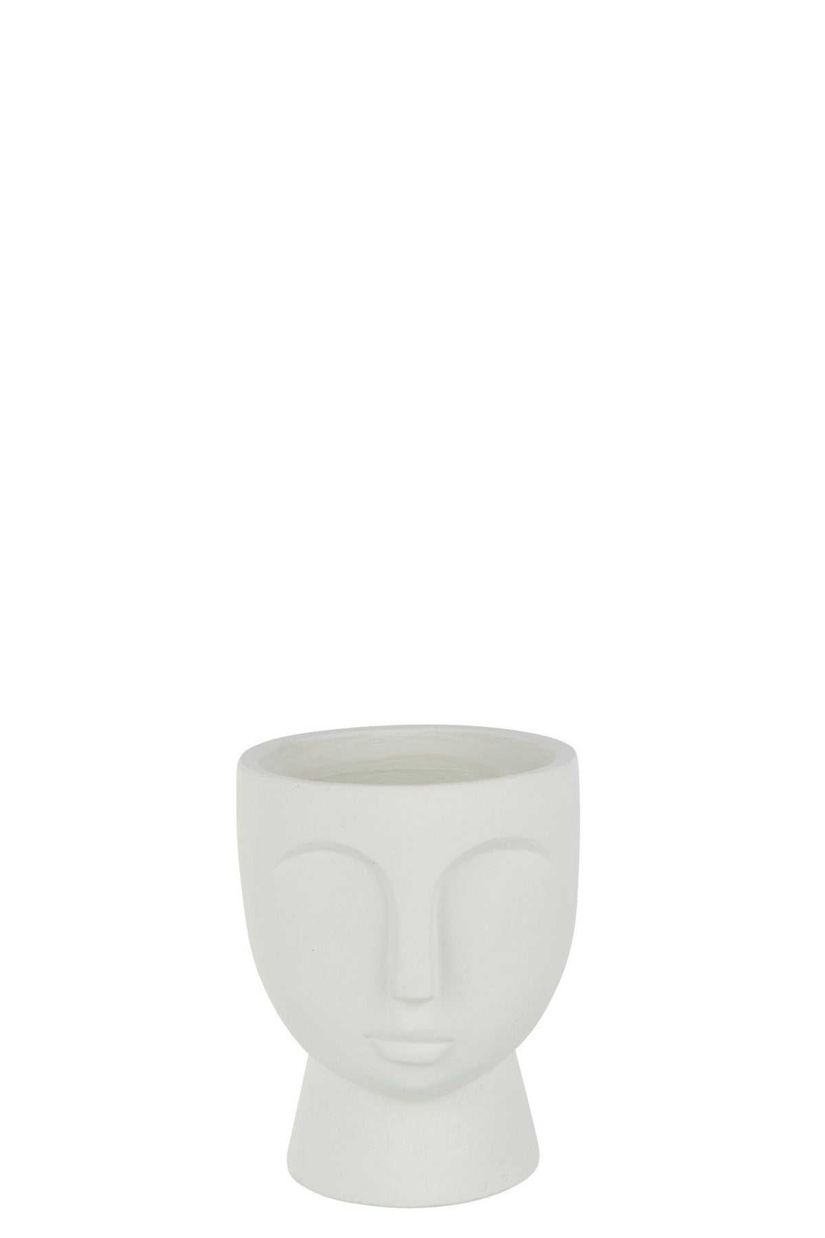 J-Line bloempot Gezicht - cement - wit - medium - Ø 18 cm